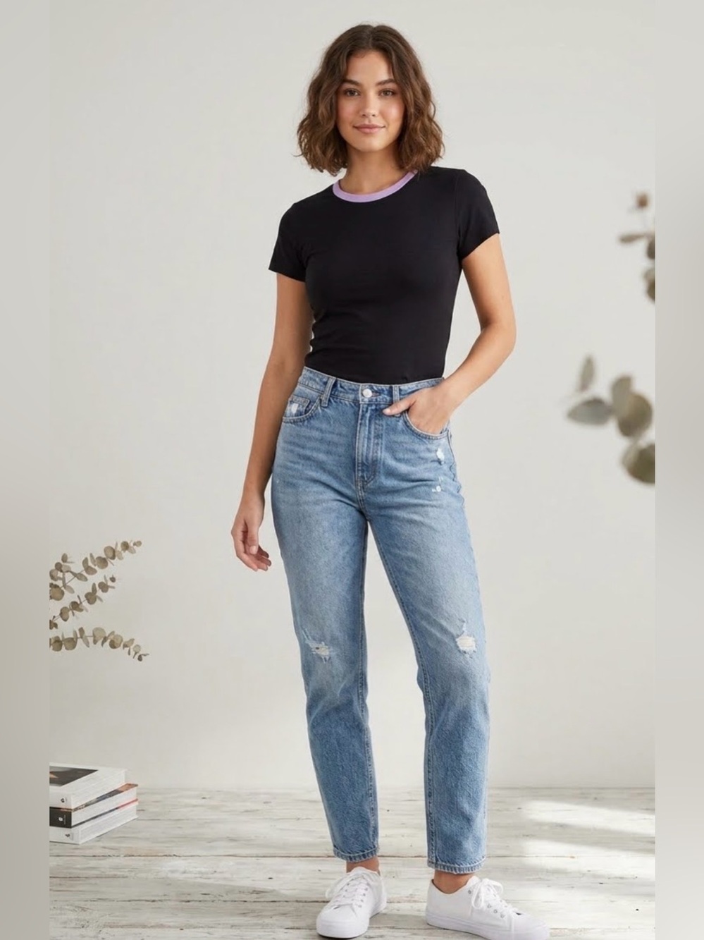 Fitted Black and Purple Short Sleeve Tee 1/2 Off
